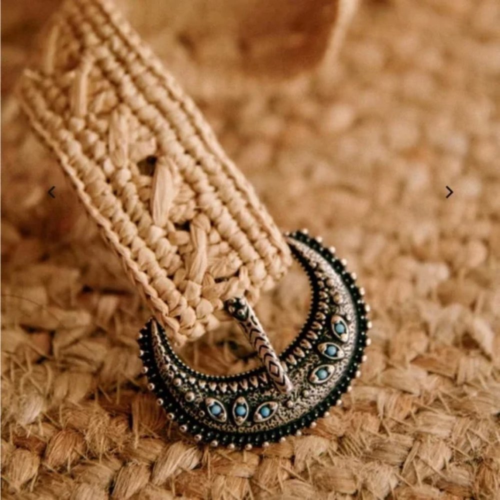 Sezane Fine Louve Raffia  Belt, 85